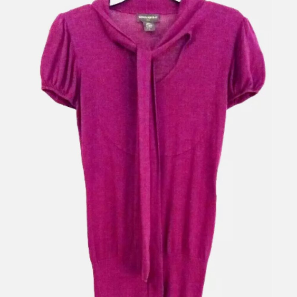 Banana Republic Juniors Top Purple Size Small Puff Short Sleeve Blouse Attached - Picture 12 of 13